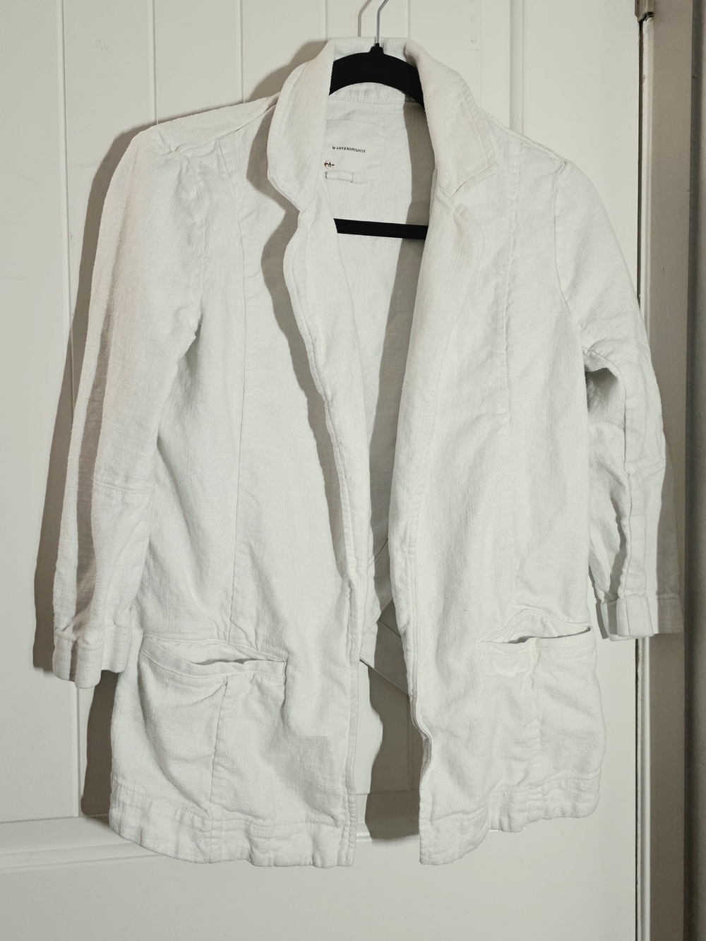 Anthropologie White Open-Front Trench Coat